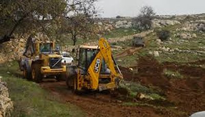 مستوطنون صهاينة يجرفون أراضي فلسطينية ويدمرون 22 شجرة زيتون شرق قلقيلية