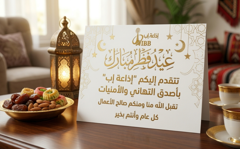 تهنئة مقدمة من اذاعة إب بمناسبة عيد الفطر المبارك المبارك ١٤٤٧هـ