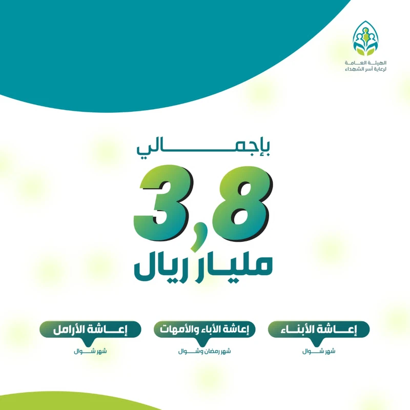 بدء صرف إعاشة أسر الشهداء لشهري رمضان وشوال 1447هـ