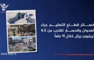 خسائر قطاع التعليم جراء العدوان والحصار تقترب من 4.3 تريليون ريال خلال 11 عاماً