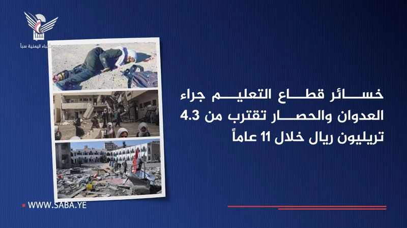 خسائر قطاع التعليم جراء العدوان والحصار تقترب من 4.3 تريليون ريال خلال 11 عاماً